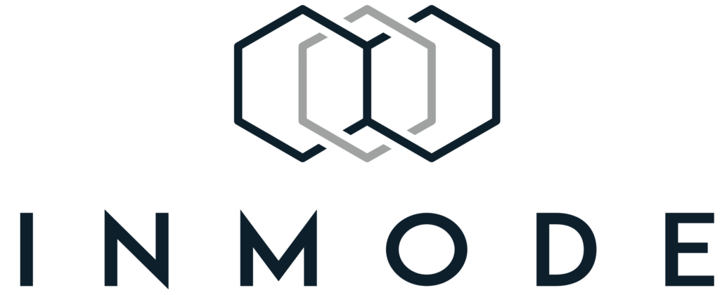 INMODE 品牌標誌：深藍色互相扣連的六角形線條圖案，下方為同色大寫 INMODE 字樣，白底。