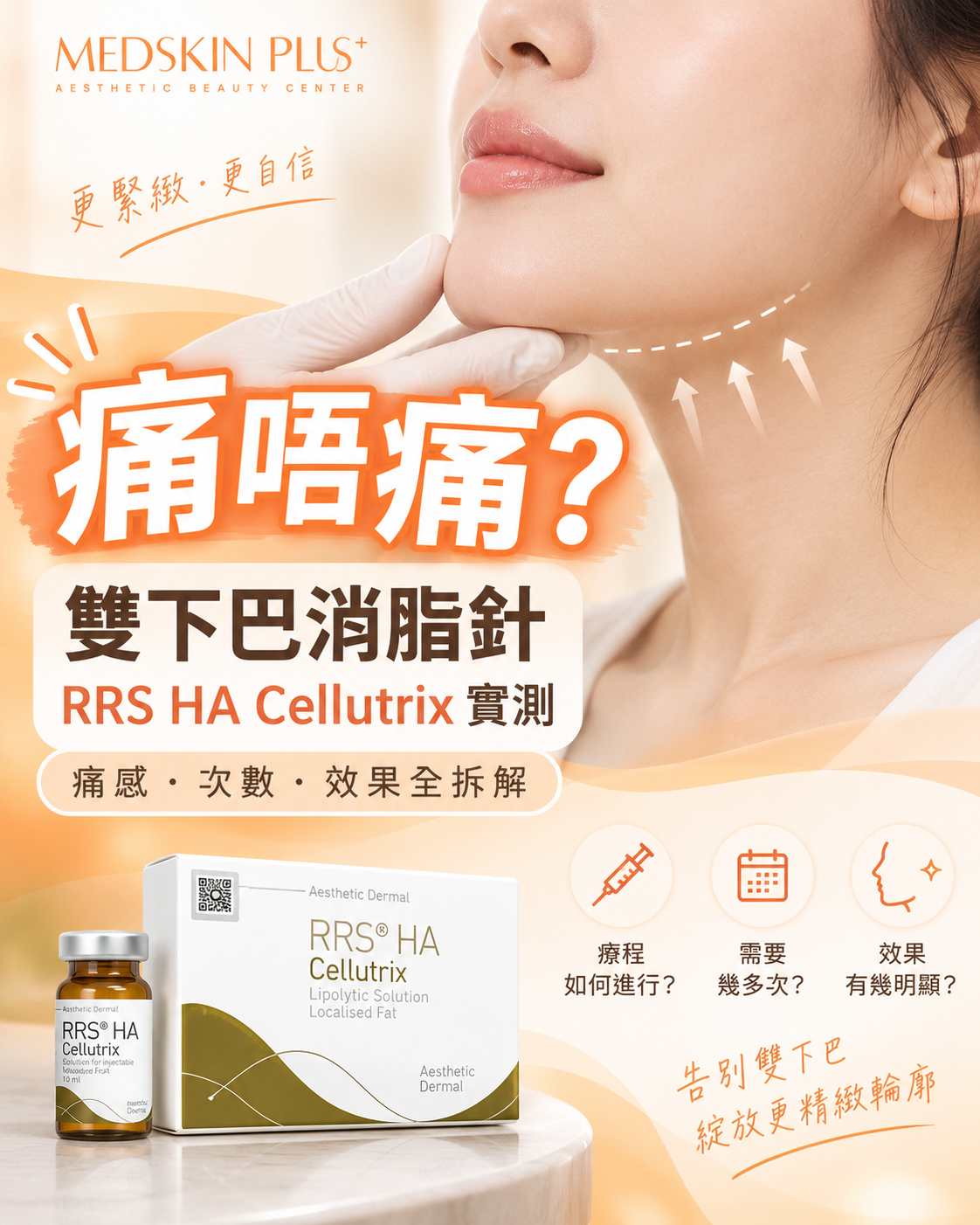 雙下巴消脂針｜西班牙 RRS HA Cellutrix 實測：痛感、次數、效果全拆解